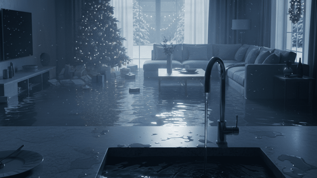 Inundación producida por llave abierta en época de fiestas